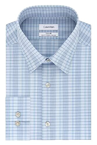 $79.5 Calvin Klein Men Slim Fit Herringbone Non Iron Dress Shirt White 15  32/33 | eBay