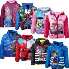 Kinder Windjacke Regenjacke gefüttert Jacke Paw Patrol Frozen SpiderMan Cars