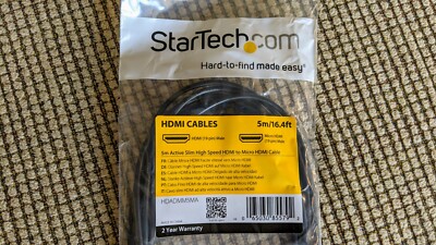 NEW Startech HDADMM5MA 5m (16.4ft) Active High Speed HDMI Cable to Micro M/M A/V
