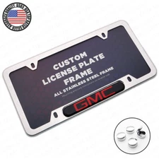 Chrome Stainless Steel Front Rear For GMC Sport License Plate Frame Cover Gift
