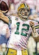Rare Aaron Rodgers Green Bay Packers Art Prt s&n ony 50
