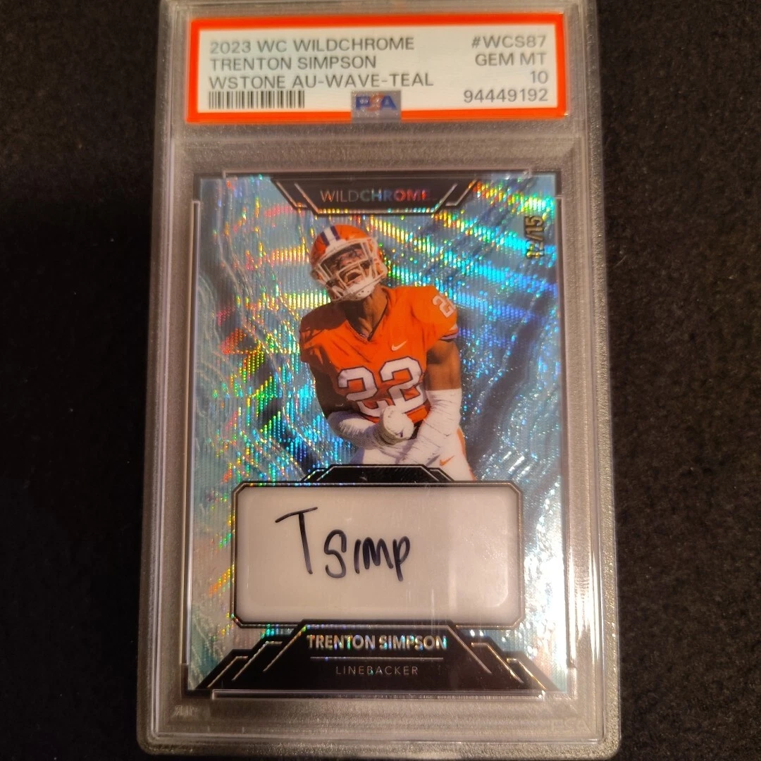 Trenton Simpson Wild Card Wildchrome Draft Wildstone Autographs #WCS87 Wave Holographic-Teal