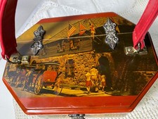 Vtg Genuine Home craft Decoupage Bag Soldiers Wooden Octagon Soldiers Pics F43