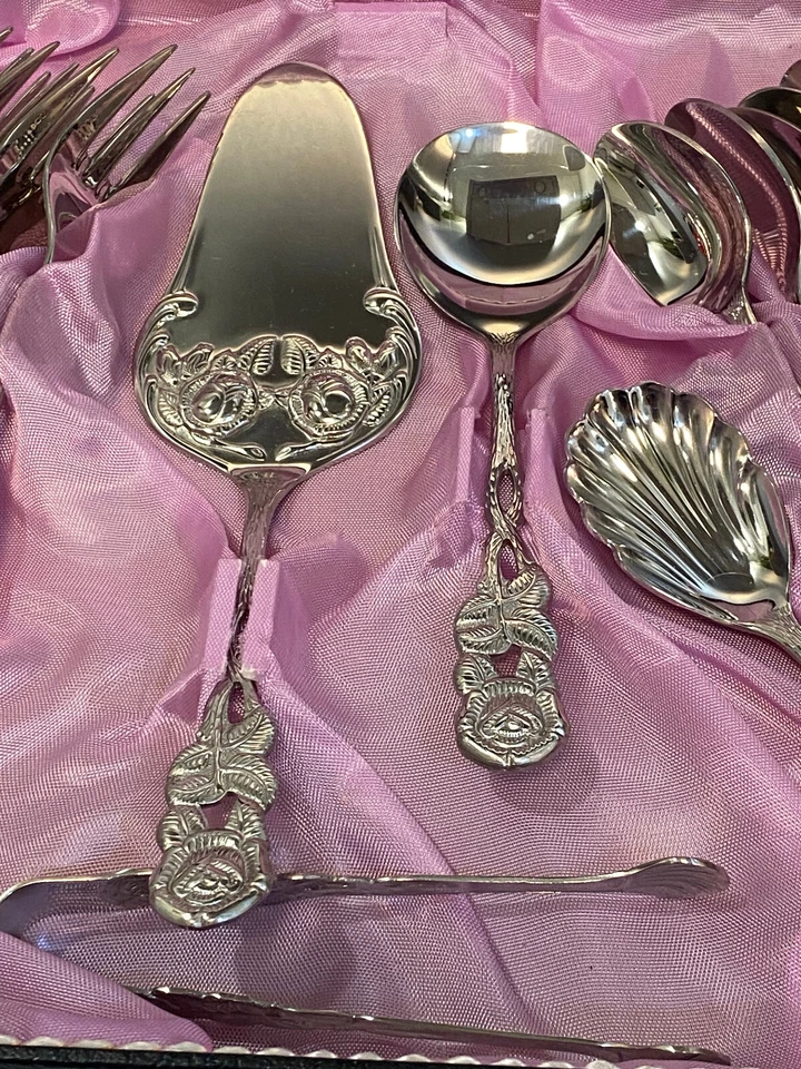 BESTECK-SET FÜR KAFFEETAFEL  ++ STIL HILDESHEIMER ROSE ++ IN BOX + 16 TEILE - Bild 3 von 4