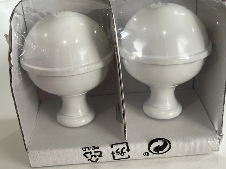 Ikea BEFOGAD 1 Par Acabados Esféricos de Metal para Varillas de Cortina Blanco NUEVO Foto 2 de 4