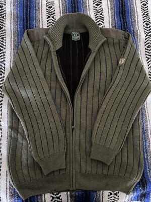 Chevalier Full Zip Sweater XL Green Black Pin Stripes Hunting Gear