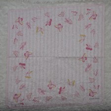 M164 HANAE MORI Pink Butterfly Cotton Scarf Scarves Pocket Square 18" X 18"