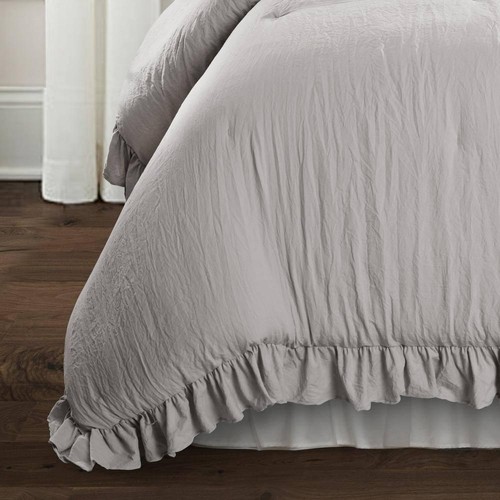Lush Decor Comforter Set 68"x92" Light Gray Twin XL Polyester Textured (2-Piece) - Picture 3 of 4