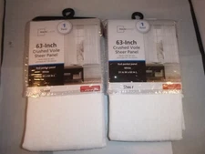 NEW Set of 2 Panel Mainstays 63" Crushed Voile Sheer Rod Pocket Panels White