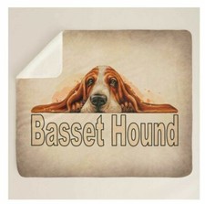 Basset Hound Dog Laying Down In Your Face Brown Sherpa Fleece Throw Blanket