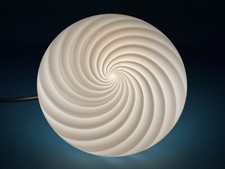 Vintage Lampada Plafoniera Vetro Murano Spirale Bianca Design 1970