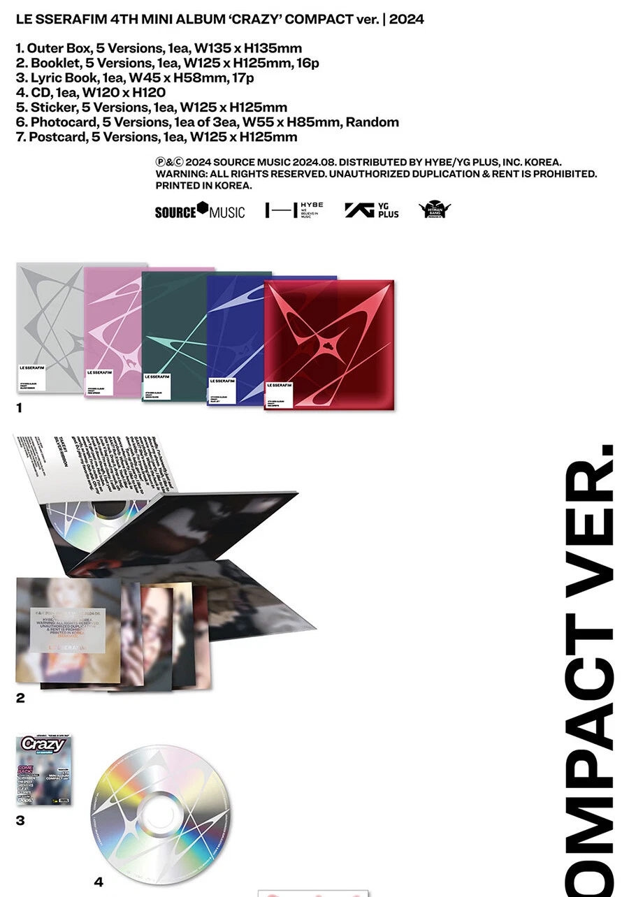 LE SSERAFIM [CRAZY] 4th Mini Album COMPACT Ver / CD+Photo Book+