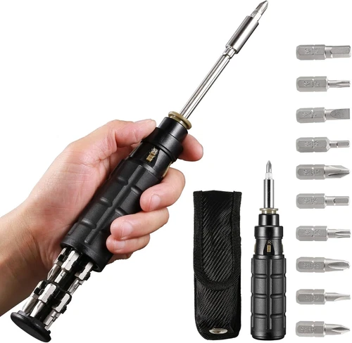 10-in-1 Multibit Ratchet Screwdriver, Multi Ratcheting Screwdriver Set with Phil