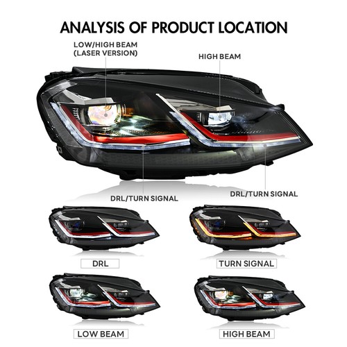 For 2013-2018 VW Golf 7 MK7 LED Headlights W/Dynamic Indicator ,Full LED Lamps - Picture 3 of 18