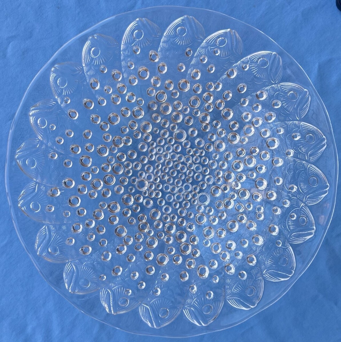 Lalique Crystal Roscoff Koi Fishes 14 Inch Deep Plate Bowl France