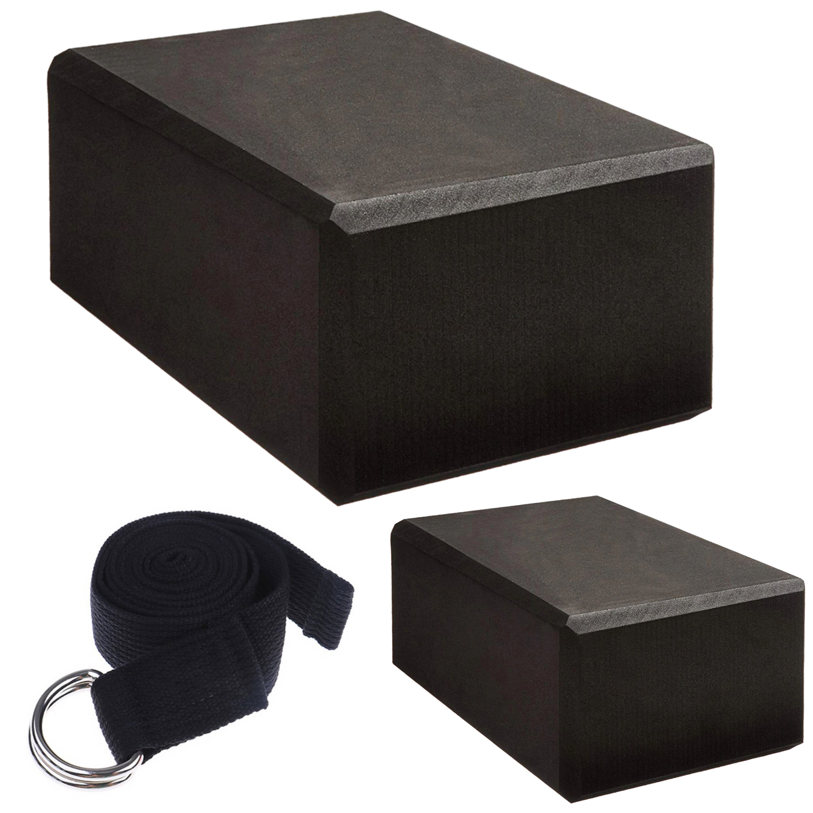 Black Yoga Blocks Set of 2 and Black Yoga Strap eBay