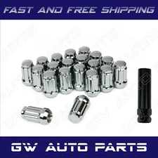 20 PCs Chrome Spline Lug Nuts With Key M12x1.25 Cone Seats Long Closed End  