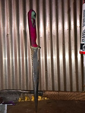 Stainless Steel Double-Edge Dagger, Full Tang, Red Plastic Handle