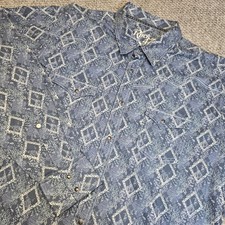 Rock 47 Wrangler Long Sleeve Diamond Snake Pearl Snap Western Shirt Blue XXL