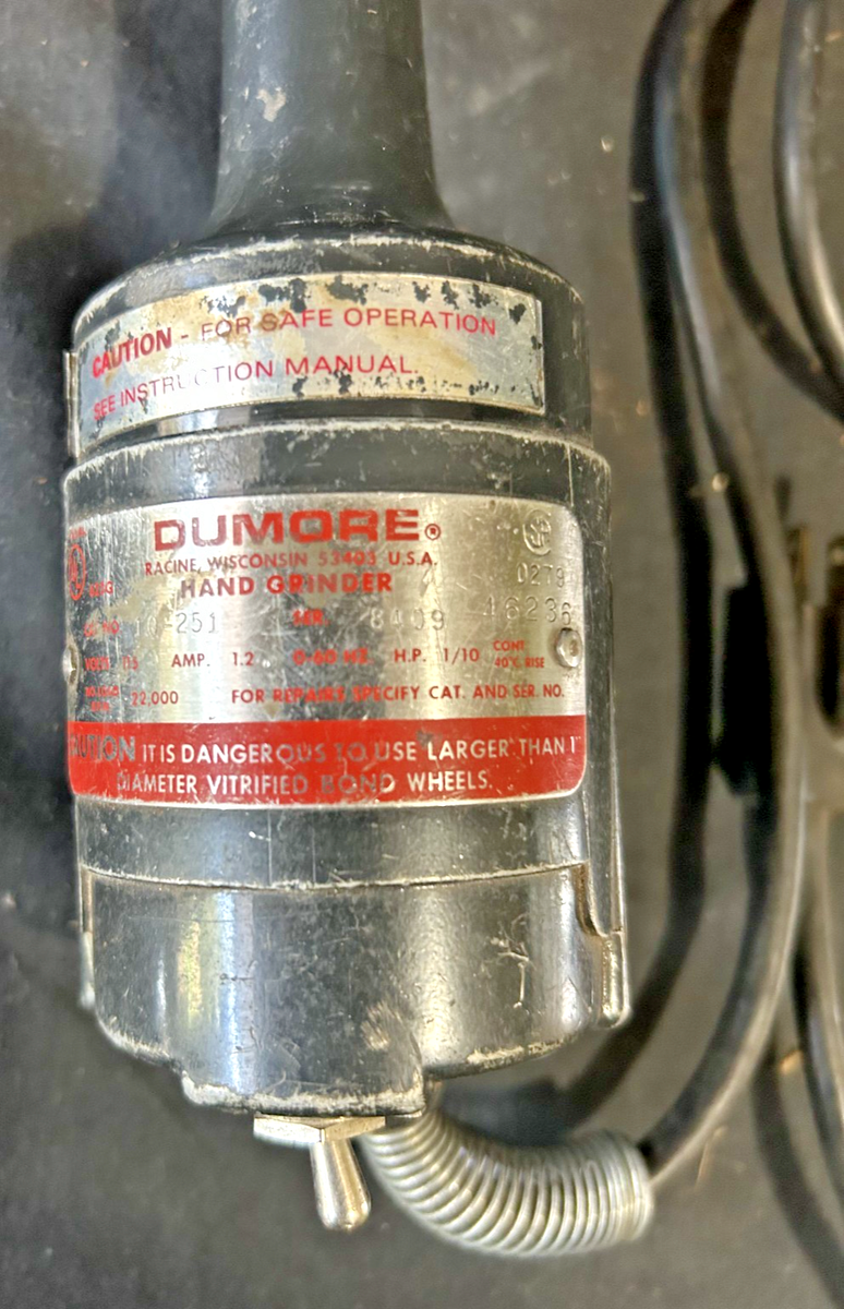Vintage Dumore 10-251 Hand Die Grinder 115V 22000RPM Machinist
