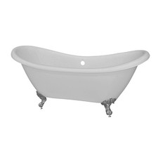 Pemberly Row Acrylic 68X28X30 Double Slipper Clawfoot Tub with Feet