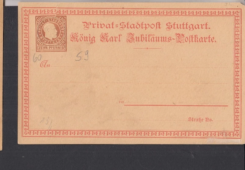 GE005/ Privatpost Stuttgart Ganzsache 59 * - Bild 1 von 1