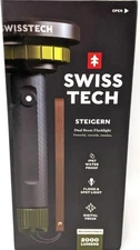 Swiss Tech Steigern 2000 Lumen LED Rechargeable Flashlight, IPX7 Waterproof