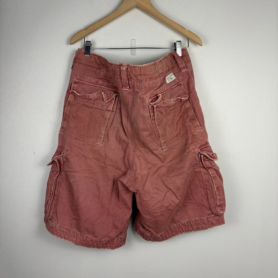Pantalones Cortos Carga Abercrombie Rosa Salmón Paracaidista Talla 34 Y2K Envejecidos De Colección Foto 2 de 4