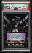 2023 Chronicles Obsidian Electric Etch Purple 4/25 Evan Carter PSA 10 Auto 0wc9