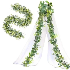 Faux Eucalyptus Garland Plant, 2 Pack Artificial Vines Hanging Eucalyptus Lea...