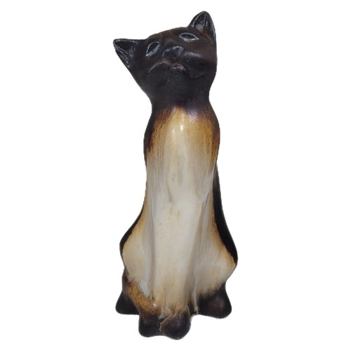 Vtg MAIGON DAGA STUDIO Art Pottery Stoneware Brown SIAMESE Cat Sculpture 7.5 In