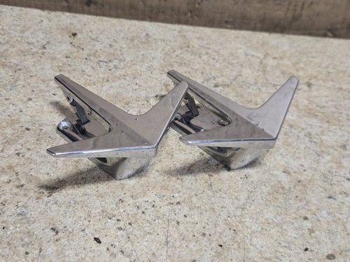Lot Of 2 Vintage Jet / Airplane Style Boat Deck Cleats / Tie Downs Chrome Plated