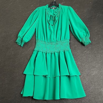 KARL LAGERFELD Tiered Above-Knee A-line Dress Women's Size 8 Green