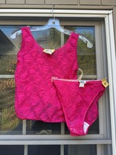 Vintage SEDU hot pink lace Panty Cami set Size Medium New W/ tags