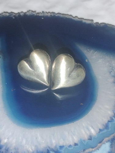 Vintage sterling silver heart-shaped stud earrings