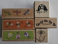 lot 6 LADY BUGS border DRAGONFLY insects BUMBLE BEE stamp WMRS