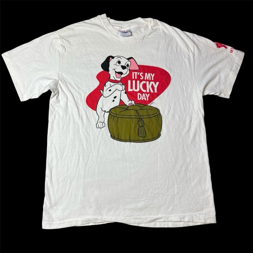 Vintage 1995 White Disney 101 Dalmatians Lucky Day Open House Shirt