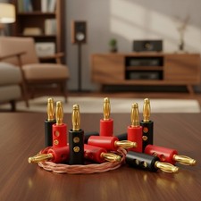 WWZMDiB 4mm Banana Plugs, Gold Plated Stackable Connectors for Speaker Wire 12-