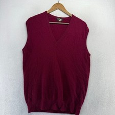 Vintage Claymore Sweater Vest Mens Large Burgundy Red V-Neck Lambswool Knit 80s