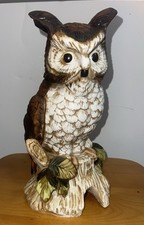 Vintage Large Ceramic Owl Large 10  Tall - Approx. 5  Wide, Beautiful MCM