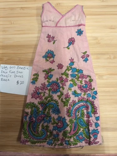 Vintage Mod Barbie Sew Free Magic Pink Paisley Dress