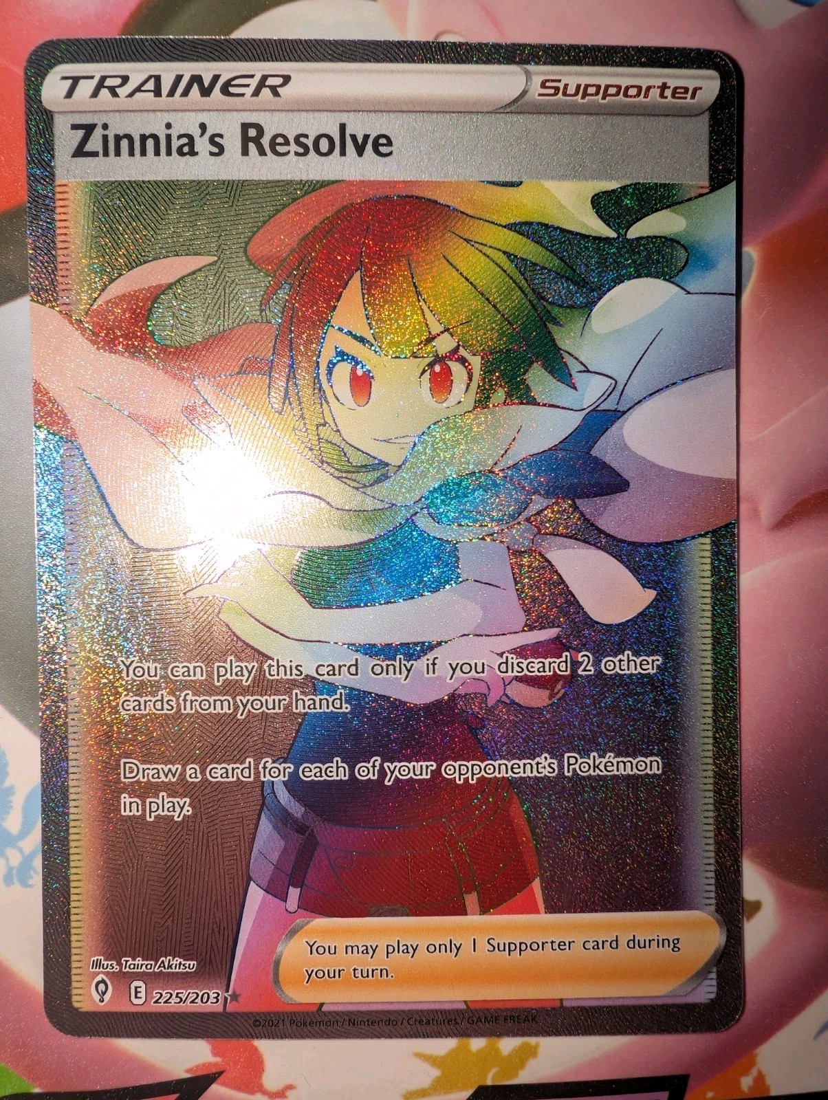 POKÉMON TCG ZINNIA'S RESOLVE NM/MINT EVOLVING SKIES 225/203 (SEE PHOTOS)