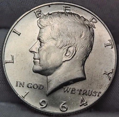 1964 D KENNEDY Half Dollar 90% Silver, Choice AU, JFK-6410d