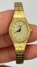 Citizen Watch Women 17mm Champagne Dial Gold Tone Oval 5920-S96494 8.30