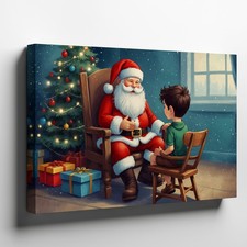 Cozy Nostalgic Christmas Scene Featuring A Jolly Santa Claus Wall Art Home Decor