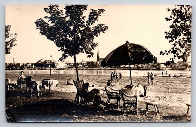Vintage RPPC Osijek Croatia Drava River City Bath Beach RVJ Foto Zagreb