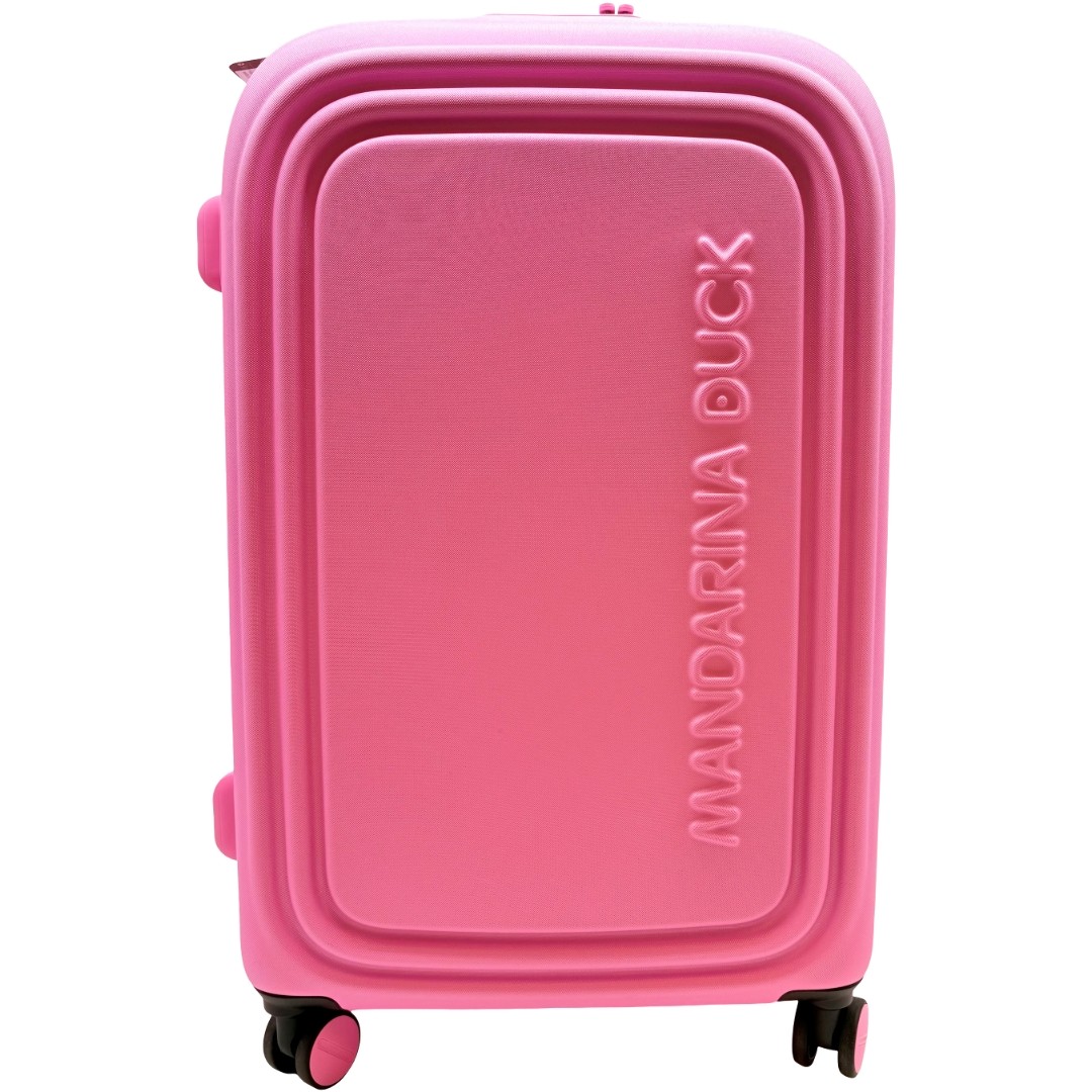 Auth MANDARINA DUCK LOGODUCK+ Roller Bag Suit Case Pink Poly