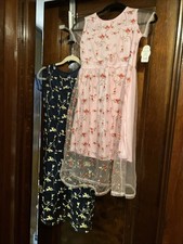 2 Wonder Nation Fancy Dresses Girls L 10-12 Embroidered Floral Overlay NWT