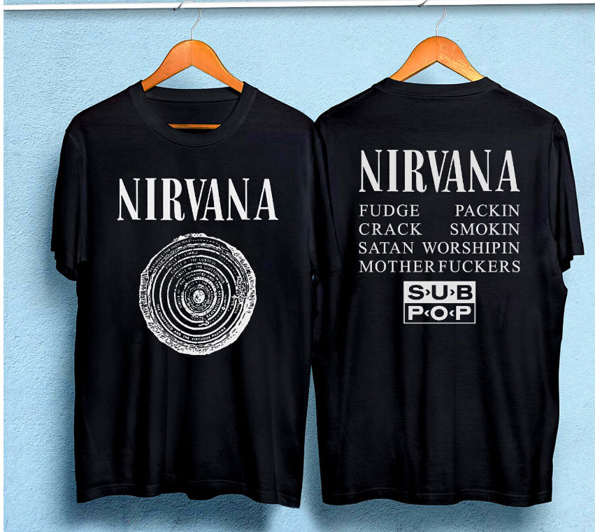 New Rare Nir.vana Bleach Sub Pop Fudge Packin 1989 Vintage 2 Sided T-Shirt