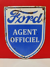 Vintage FORD AGENT OFFICIEL Dealer Porcelain Enamel Sign 8" x 6" Inches